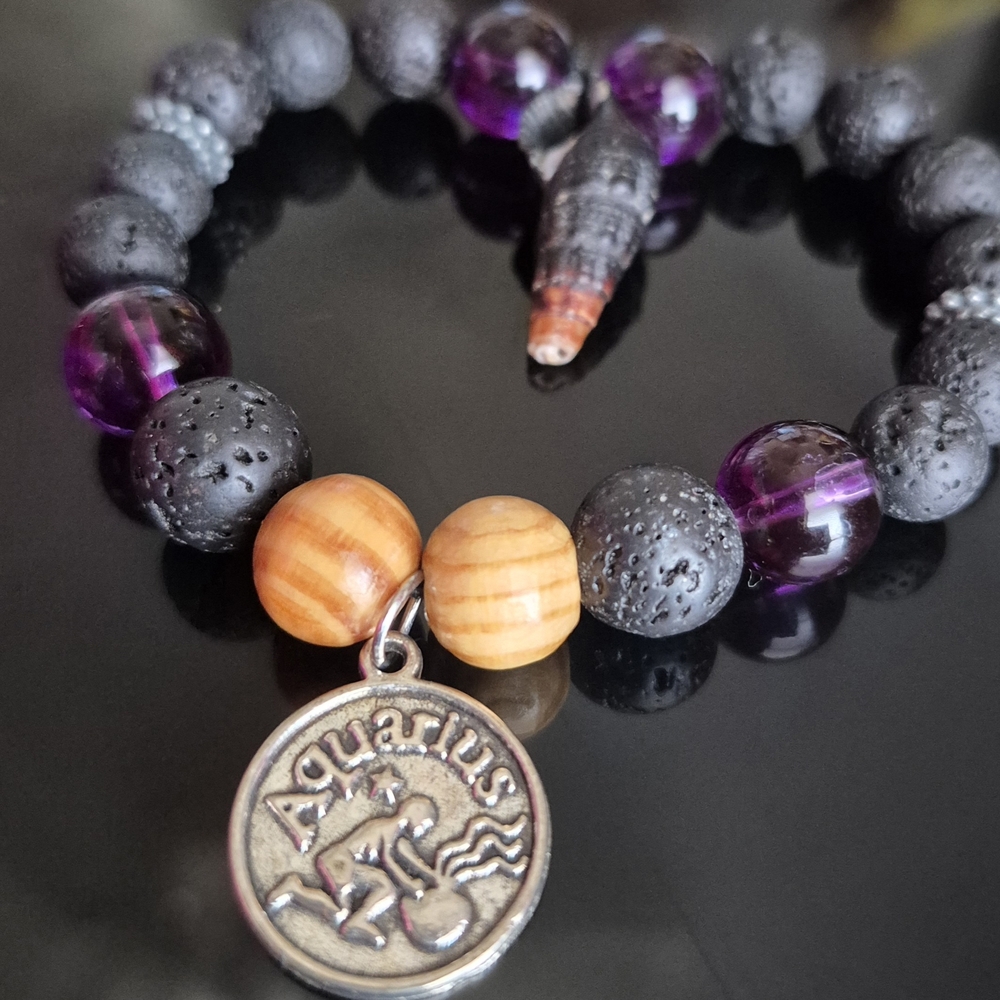 Aquarius/Zodiac Amethyst Stone Braclet!